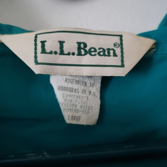 Vintage LL Bean women Large Green Anorak Nylon Windbreaker Hooded 1/4 Zip Jacket - Picture 4 of 7